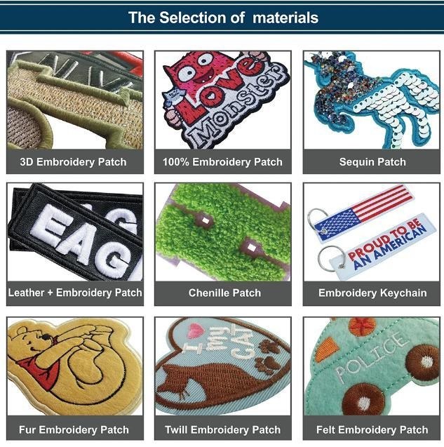 Patch material selection for custom garment accessories