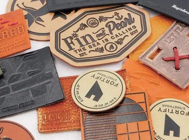 Custom leather patches for jeans caps bags and clothing trims